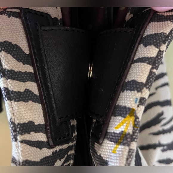 Kate Spade Zebra Print Canvas Handbag with Brown Leather Accents - Picture 14 of 16